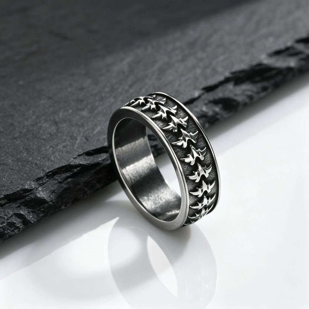 Dragon Spine Ring for Men,Stainless Steel Vintage Punk Biker Band Ring,Gothic Statement Jewelry