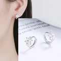 925 Sterling Silver Vintage Earrings For Women Trendy Simple Flower CZ Earring Jewelry Prevent Allergy Party Accessories Gift