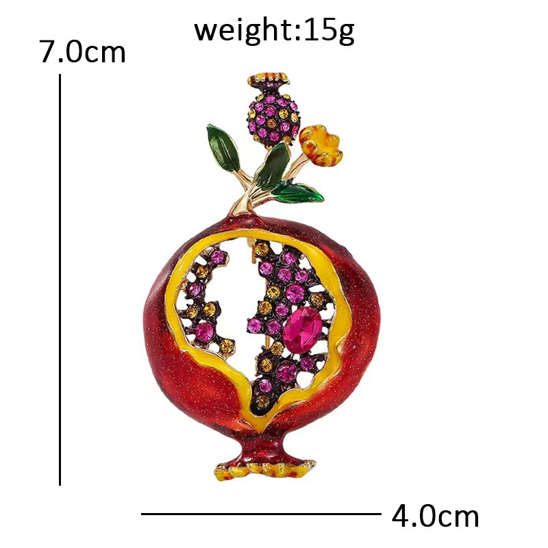 PENDRA Pomella Big Enamel Pomegranate Brooch