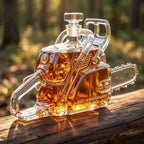 Novelty Glass Chainsaw Decanter for Whiskey Bourbon Spirits Decorative Liquor Bottle with Stopper