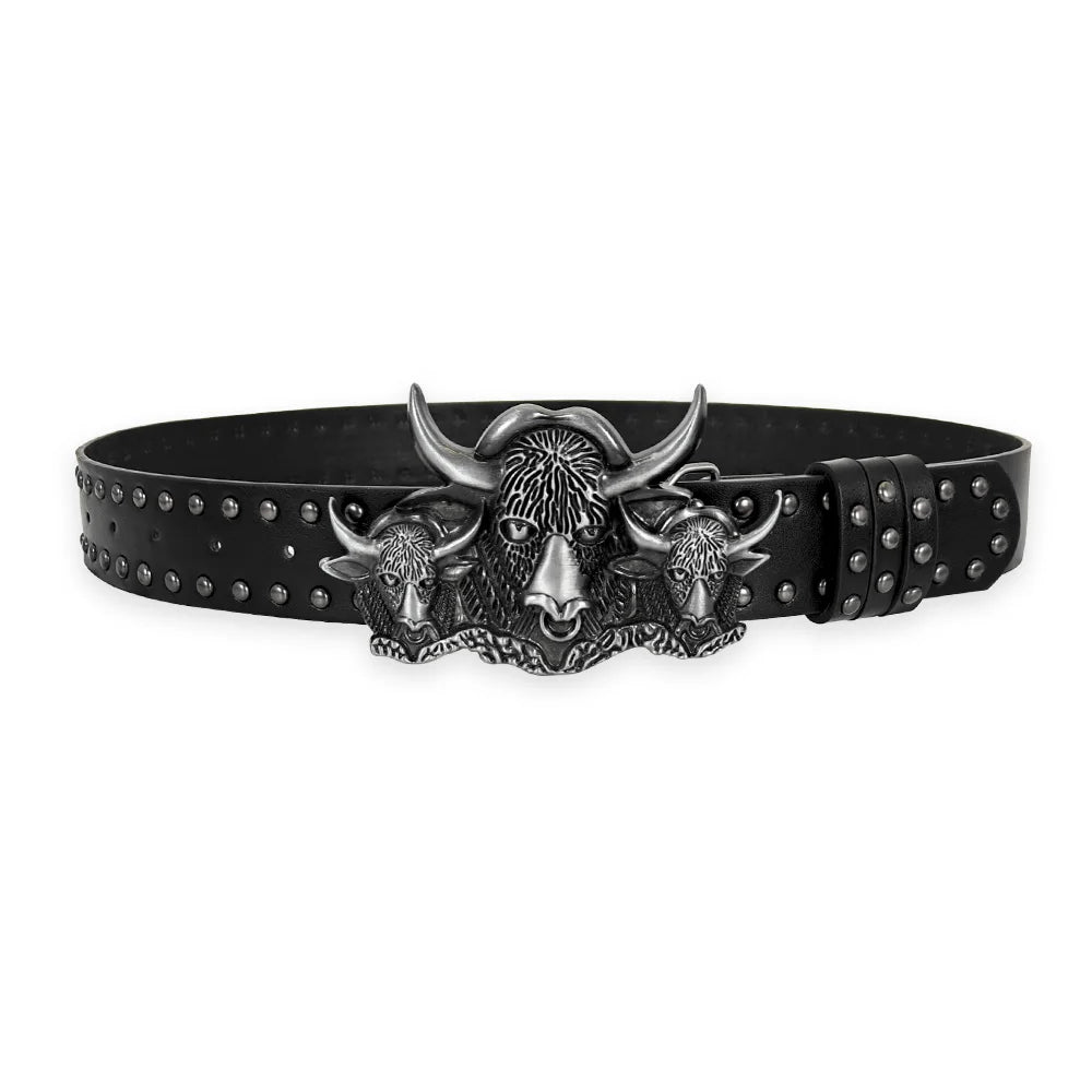 Luxury Desinger Belts For Women High Quality Punk Gothic Rivet Black Jeans Unisex Men Belt Male Paw Bull Buckle Waistband Man