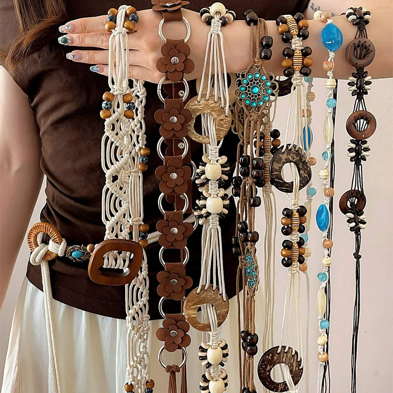 PENDRA Koralia Floral Boho Waist Chain Belt