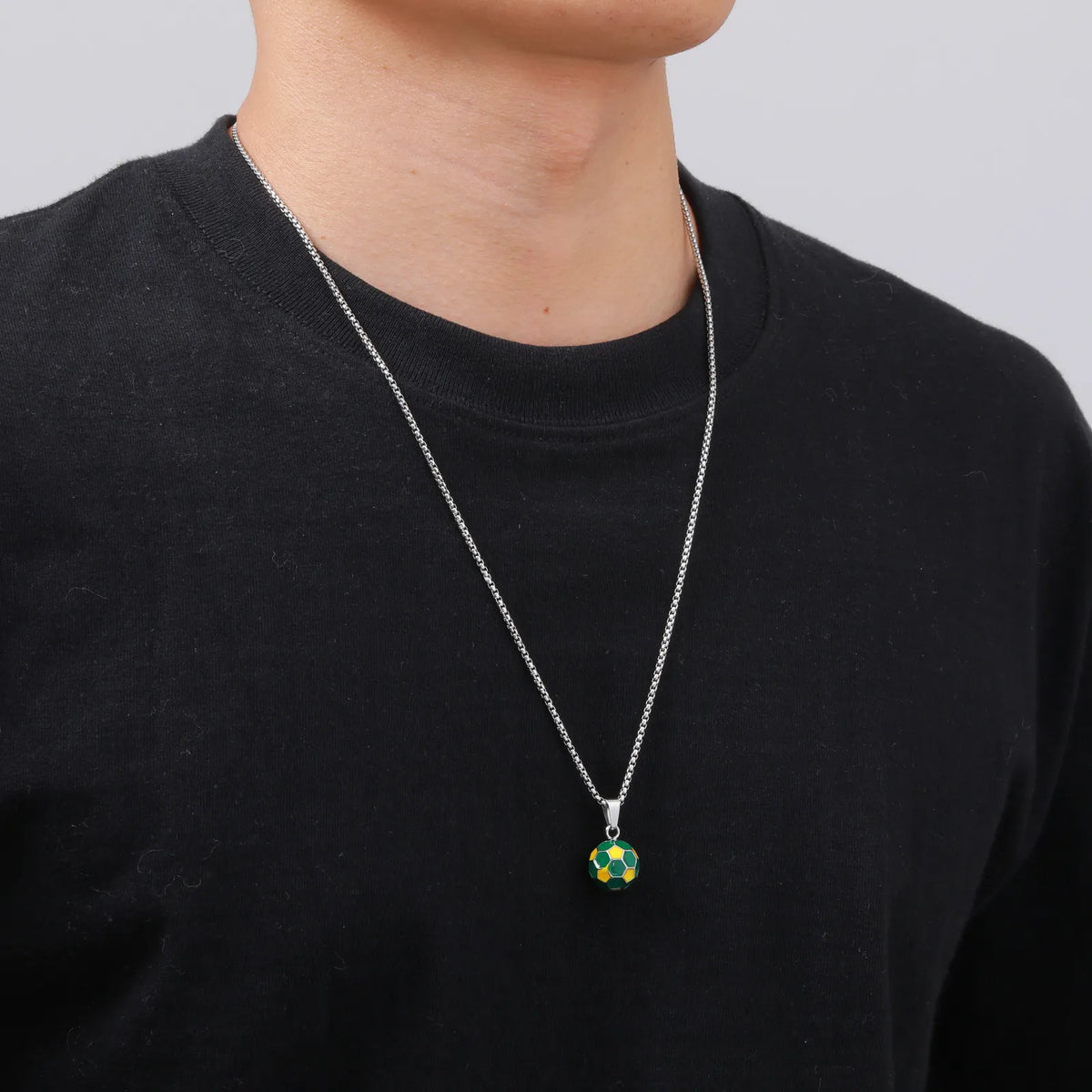 Men's Football Necklace,Classic Stainless Steel Football Pendant Necklace,Football Team Fan Jewelry