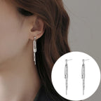 PENDRA Silver Tassel Chain Earrings