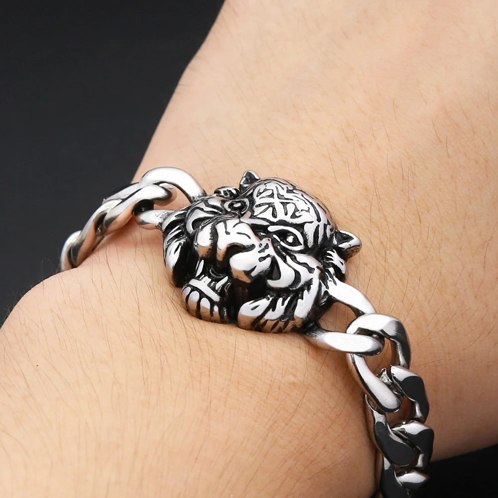 PENDRA Tigerlion Vintage Tiger Lion Head Bracelet