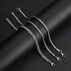 3pcs/set Cuban Chain Bracelet for Men,Classic Stainless Steel Stacked Bracelet,Punk Basic Chains Jewelry Gifts