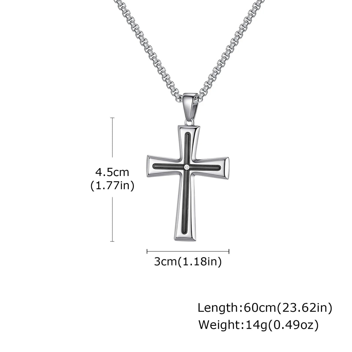 Hip Hop Punk Cross Necklace for Men,Waterproof Stainless Steel Plain Cross Pendant Necklace,Vintage Casual Jewelry Gift