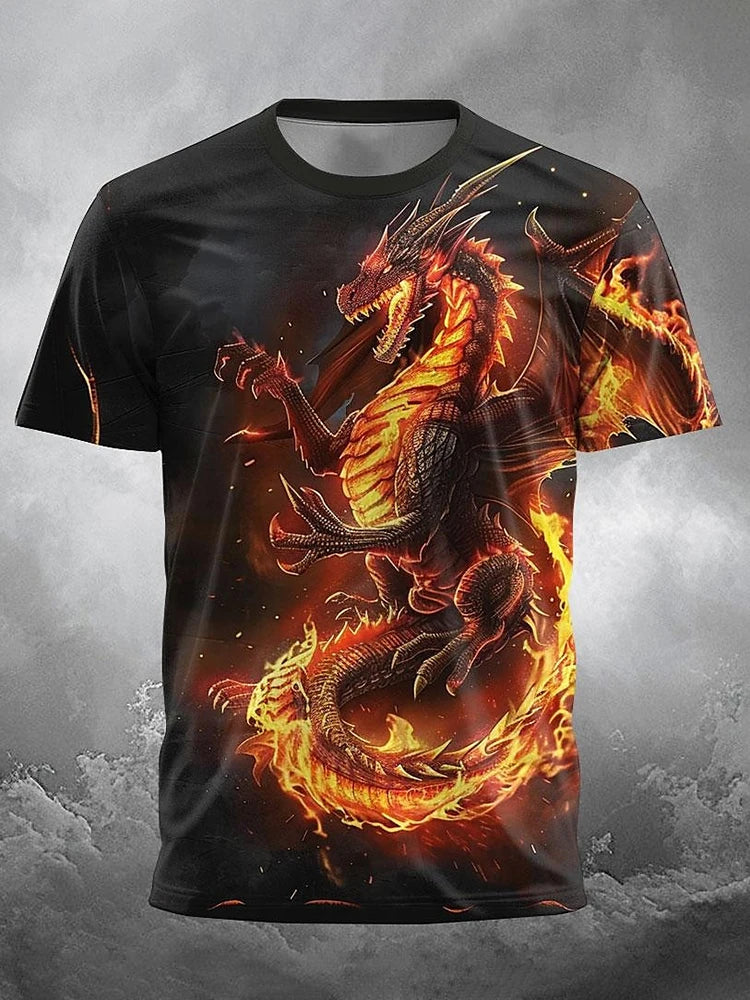 PENDRA Urban Short-Sleeve Dragon Print T-Shirt