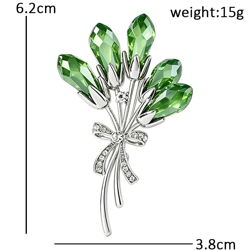 PENDRA Banquetflora Crystal Flower Brooch