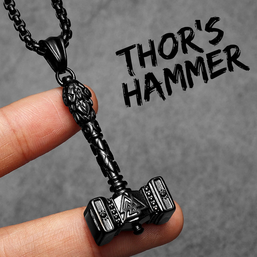 PENDRA Thor's Hammer Steel Necklace