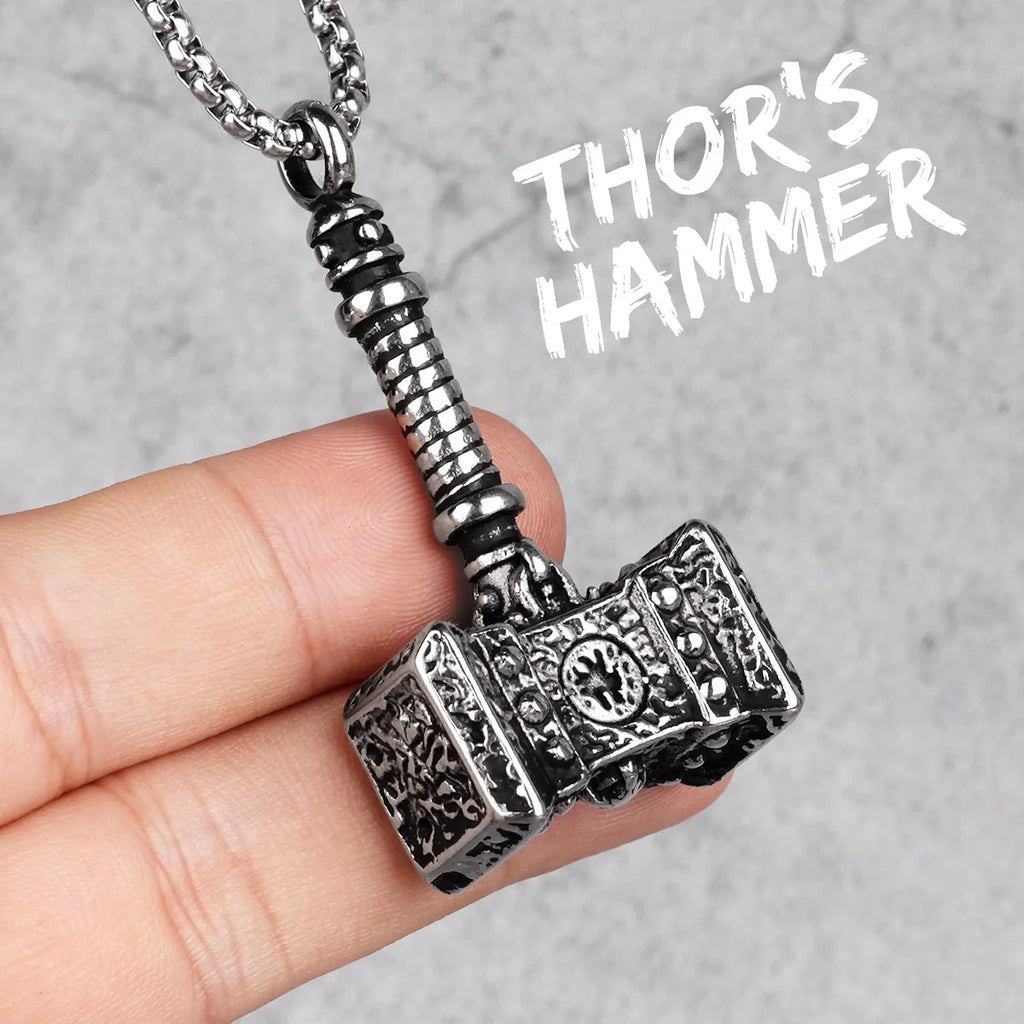 PENDRA Thor's Hammer Steel Necklace