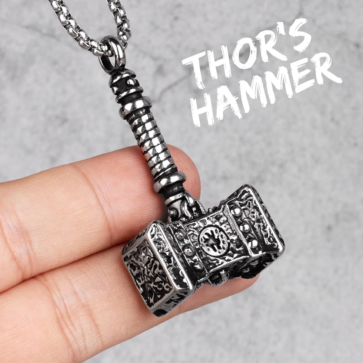 PENDRA Thor's Hammer Steel Necklace