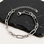 New Fahison Men's Chain Bracelet,Stainless Steel Silver Color Adjustbale Link Wristband,Hip Hop Jewelry Gift