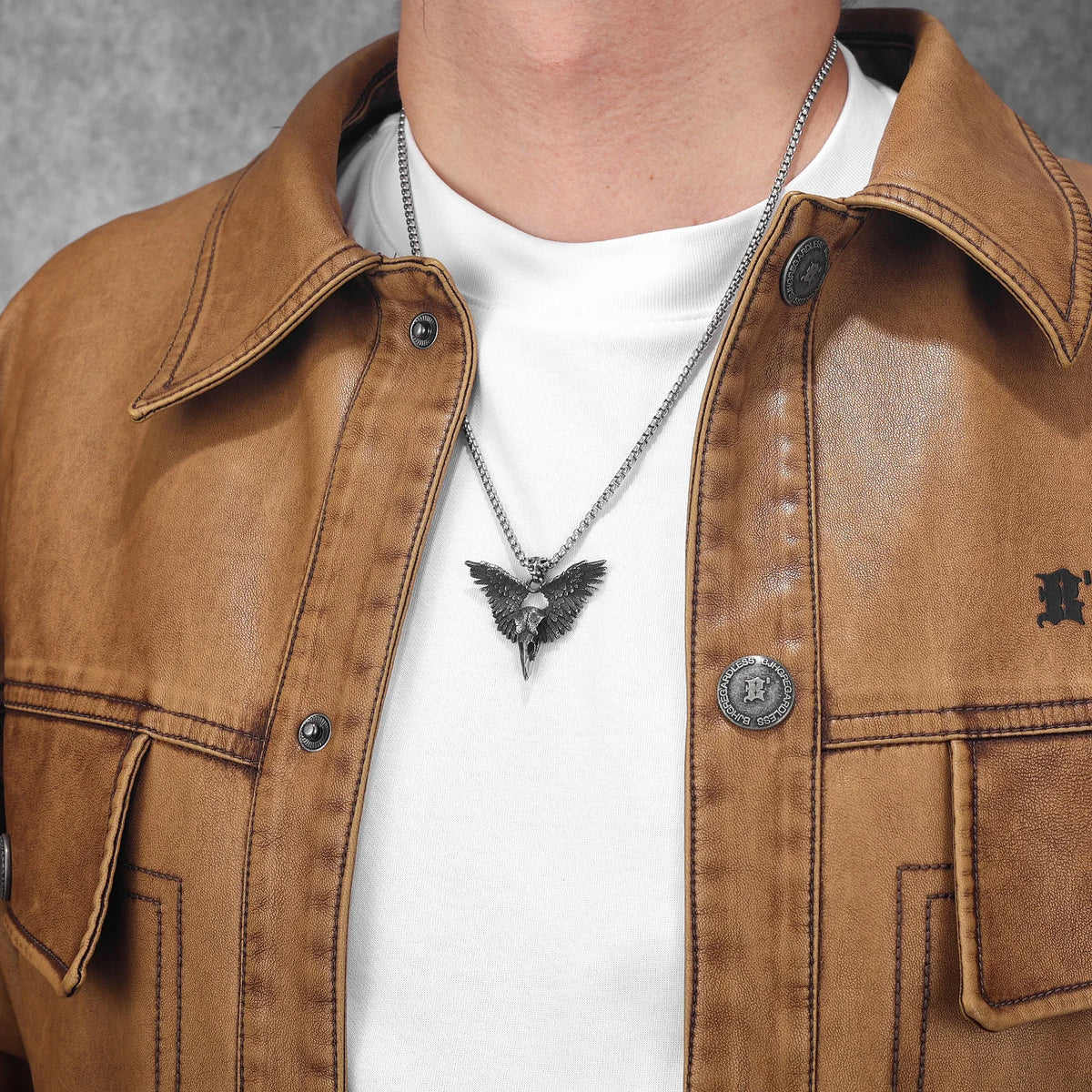 PENDRA Raven Crow Steel Necklace