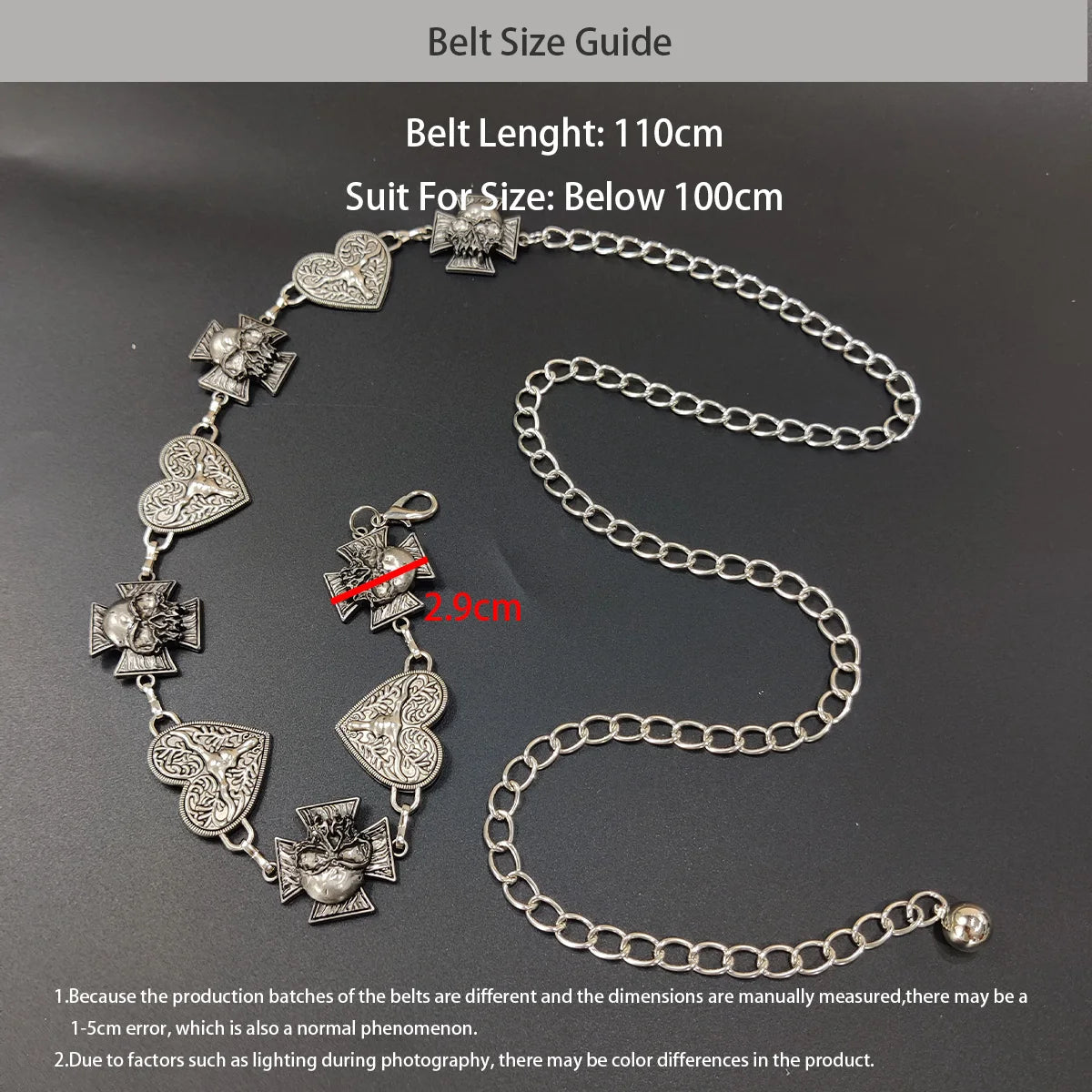 PENDRA Elaraene Silver Skull Gothic Waist Chain Belt