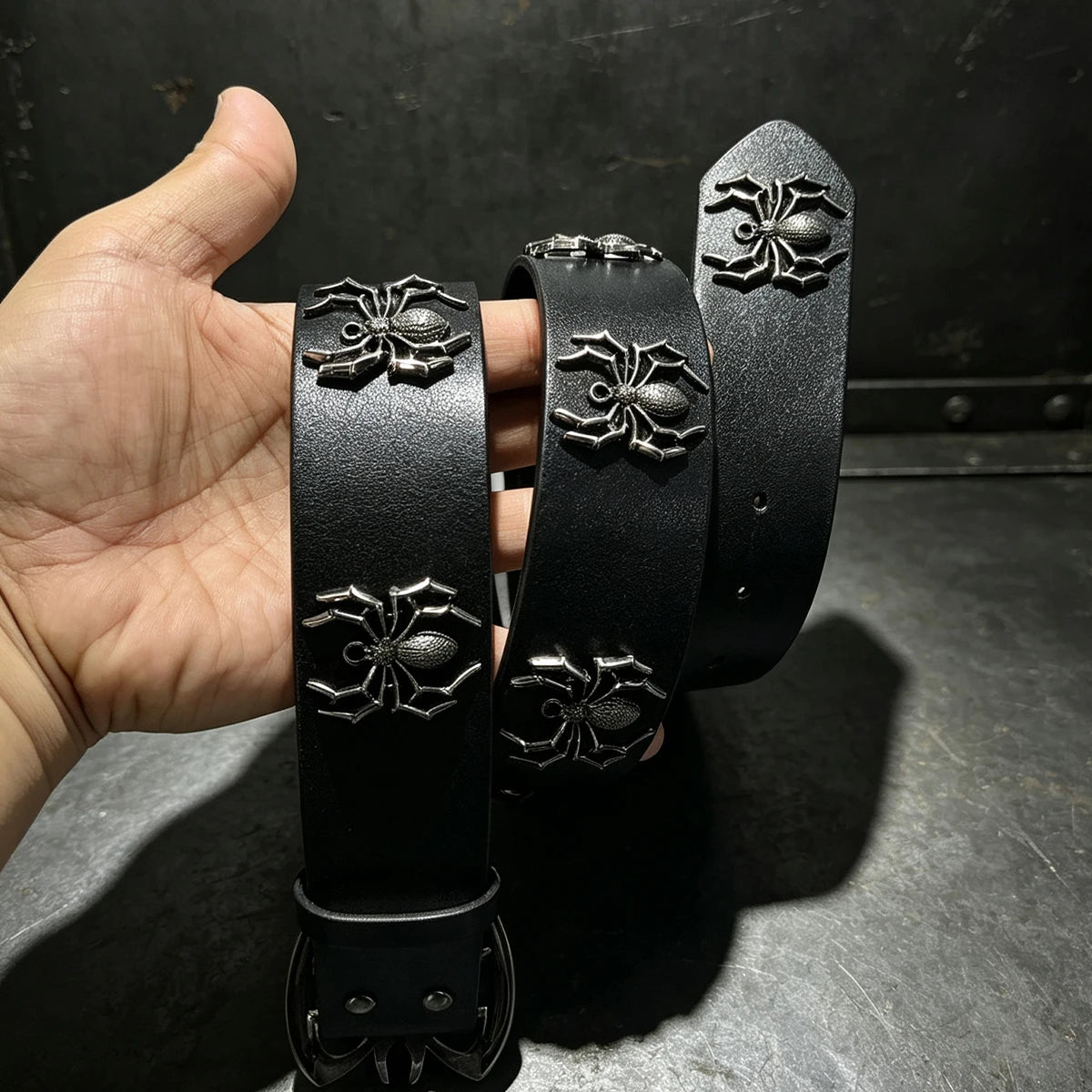 Luxury Desiner Rhinestone Spider Men's Belt Gothic Accessorise Women's Jeans Trouses Belt 3.8cm Wide Punk Belt for Halloween Day