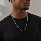 New Simple Natural Stone Chain Necklace for Men,Stainless Steel Box Chain Collars,Causal Jewelry