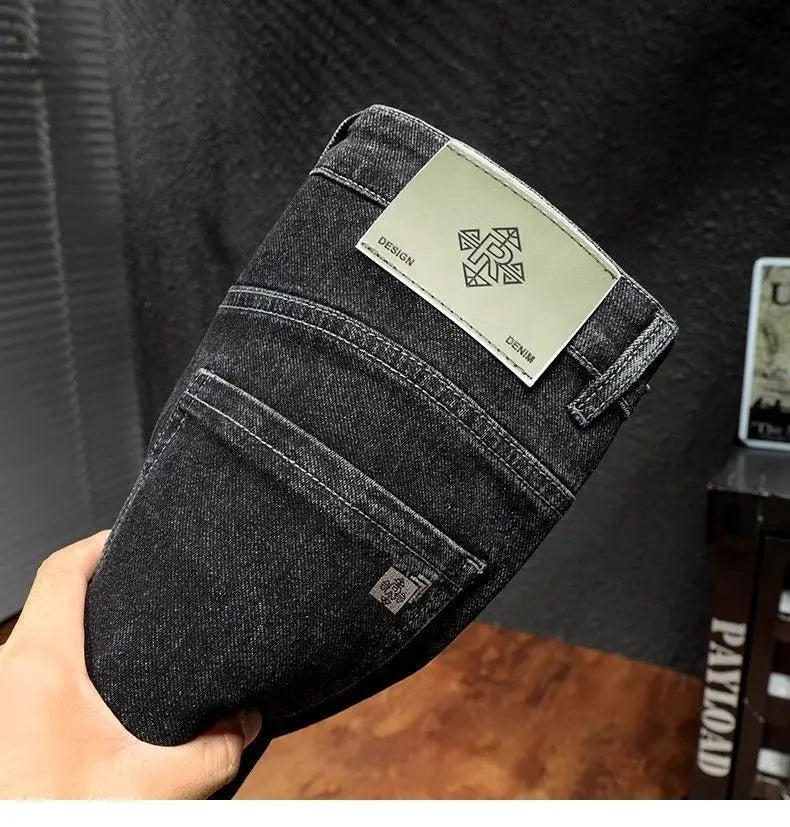 Men's Work Pants 2025 Spring Autumn Men's Casual Jeans New Slim Foot-bound Pants Explosive Street Luxury Washed Elastic Trousers