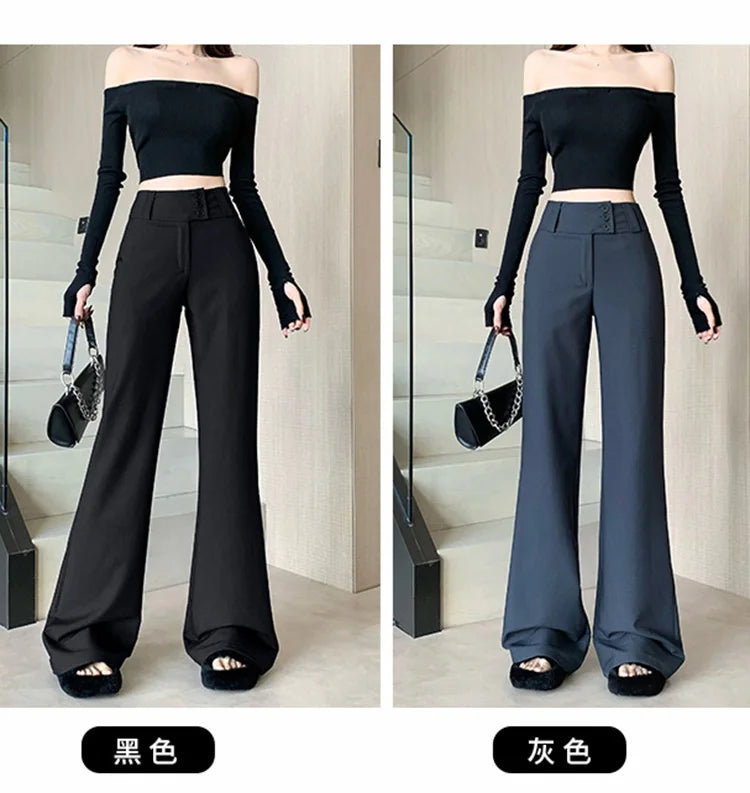 Advanced style suit pants women autumn high waisted slim fit versatile hanging down feeling casual and wide leg pants
