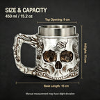Halloween Spooky Skull Stein Mug 3D Relief Skeleton Pattern Stainless Steel Inner Tank Gothic Pub Bar Whiskey Wine Drink Cup