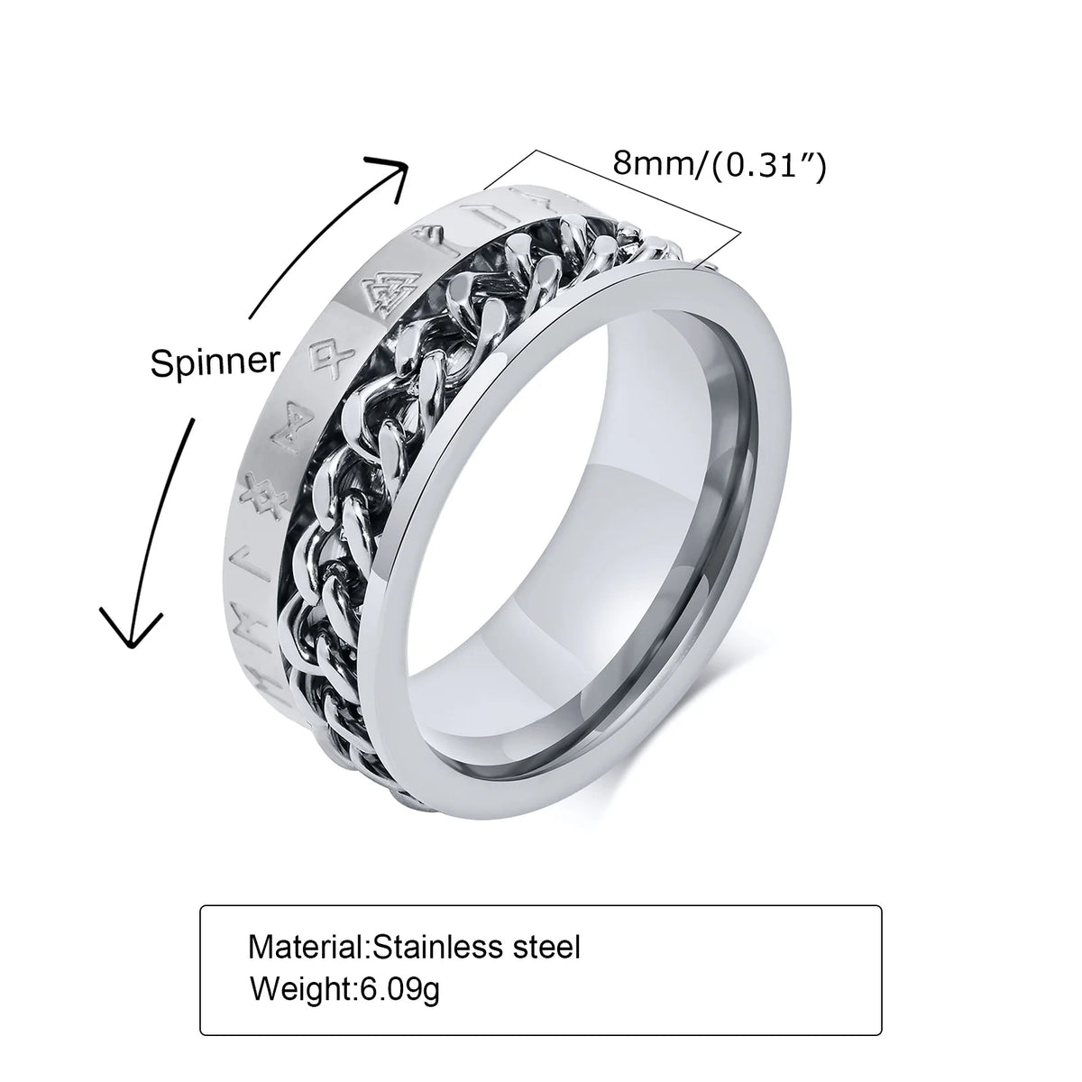 Rings For Men Stylish Jewelry Men Rings Stainless Steel Jewelry No Fade Fashion Men's Ring 8mm Width Gift For Husband Father