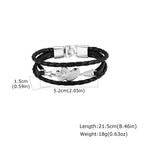 Arrow Piercing Heart Leather Bracelet for Men,Trendy Black PU Woven 3 Layers Bracelet,Gift for Husband Boyfriend