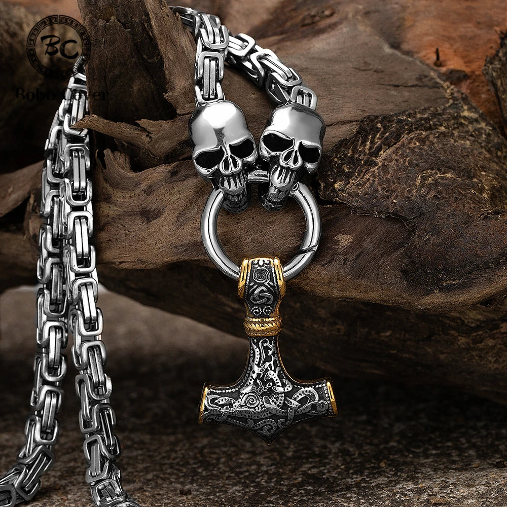 PENDRA Thor Hammer Norse Steel Necklace