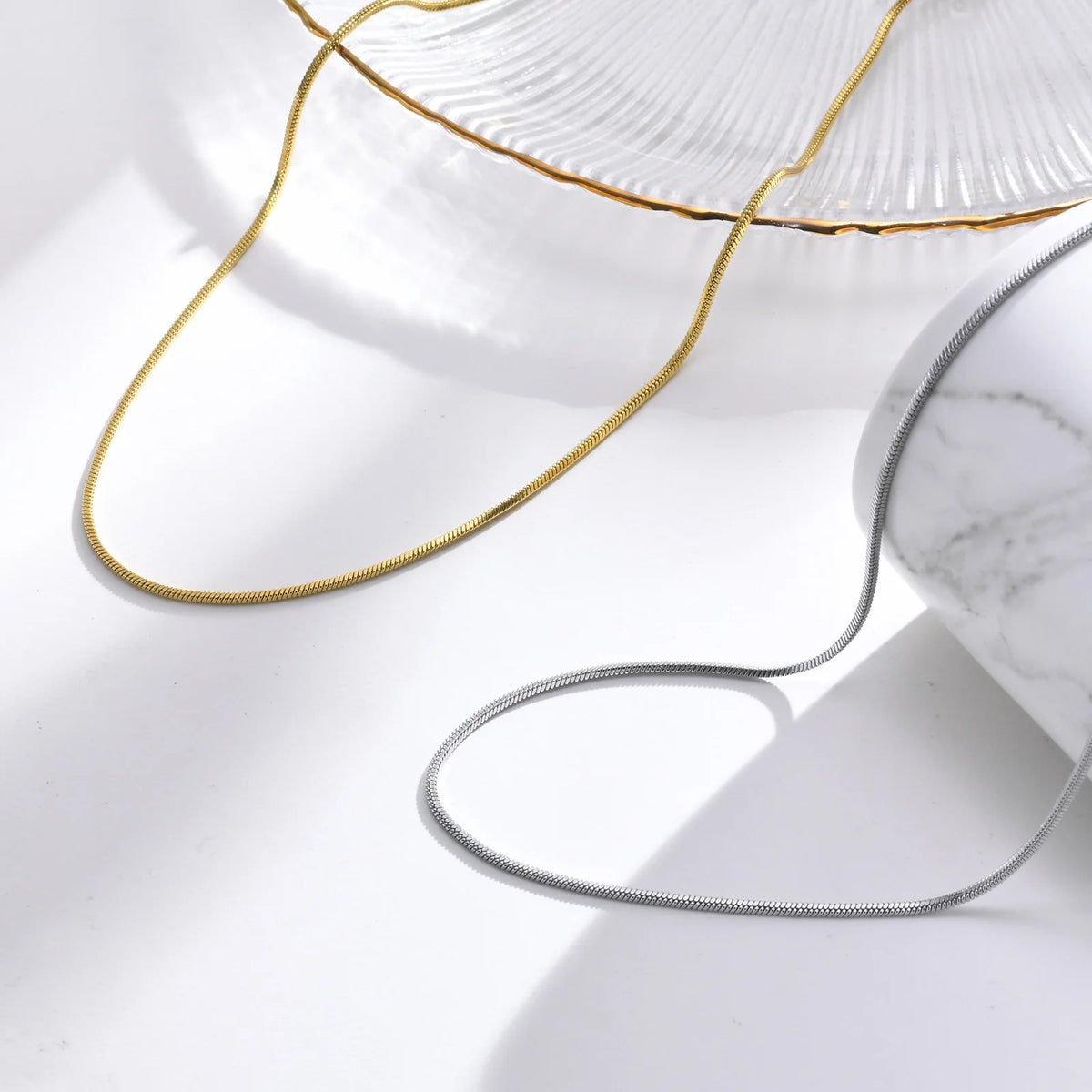 PENDRA Snake Gold Flat Chain Necklace