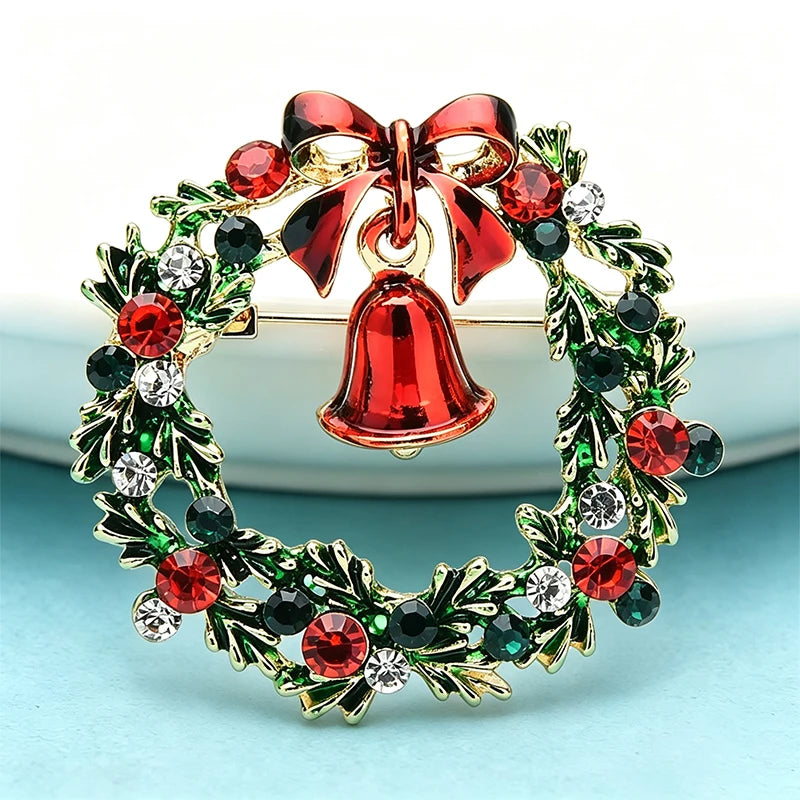 PENDRA Bellwreath Enamel Wreath Bell Brooch