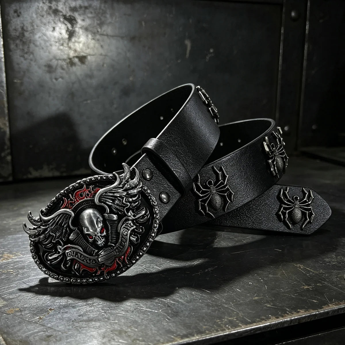 Luxury Desiner Rhinestone Spider Men's Belt Gothic Accessorise Women's Jeans Trouses Belt 3.8cm Wide Punk Belt for Halloween Day