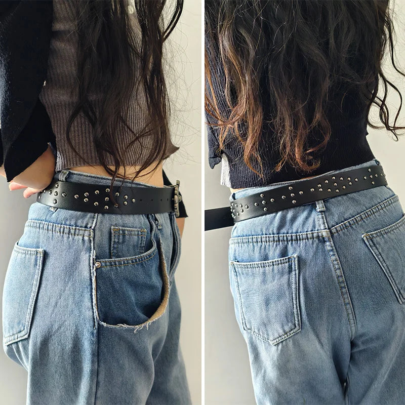 Ribbed trendy Plus Size women's belt Female vintage Cross jeans chic belt For Men dark decorative Punk Accessories Gothic Belt