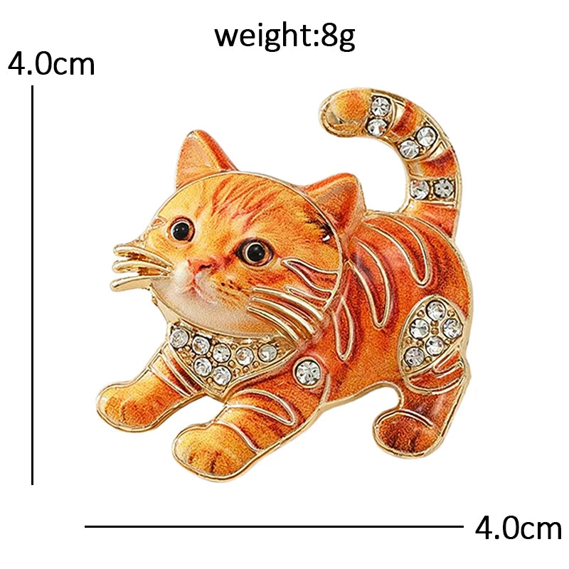 PENDRA Playful Kitty Rhinestone Brooch