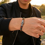 Men's Rainbow Braided Rope Bracelet,LGBT Pride Colorful Handmade Braided Bracelet with Stainless Steel Magnetic Clasp