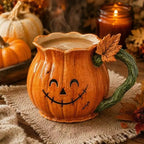 Pumpkin Resin Mug Halloween Decorative Cup Cute Holiday Coffee Mug Gift for Friends Family Fall Party Table Decor
