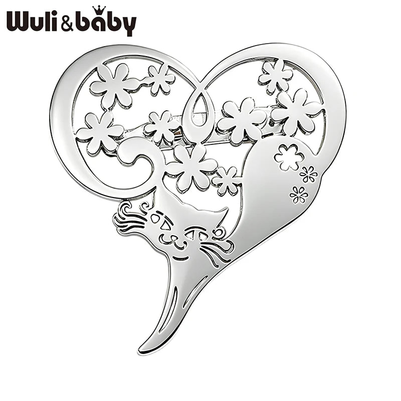 PENDRA Cat Heart Hollow Love Brooch