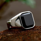PENDRA Noirzircon Stainless Steel Black Zircon Ring
