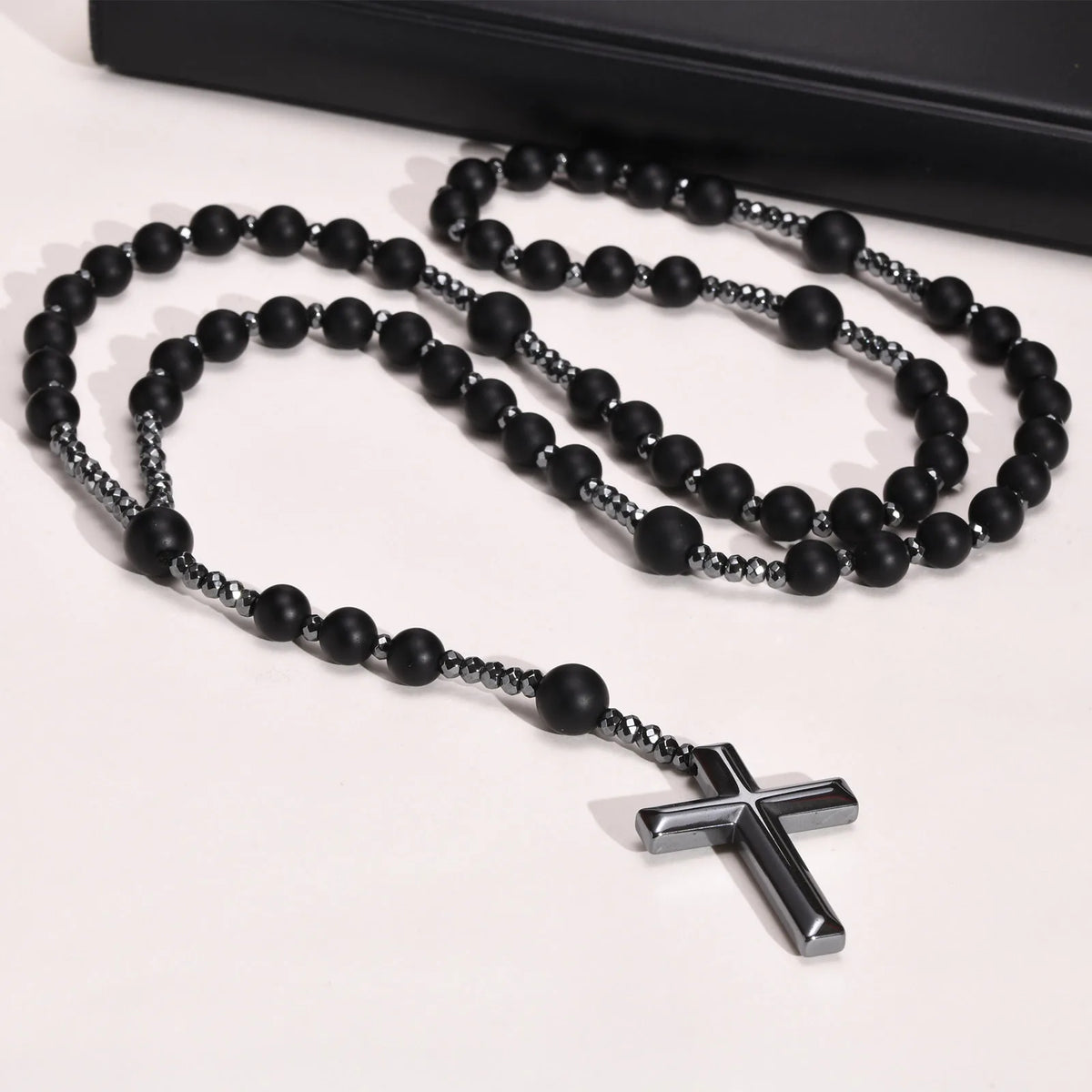 PENDRA Cross Beaded Rosary Necklace