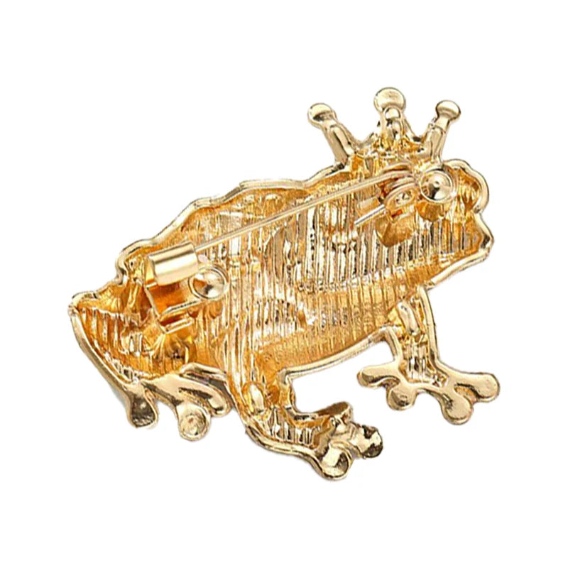 PENDRA Crown Frog Rhinestone Brooch