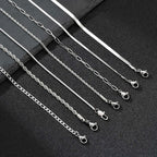 7pcs/set Simple Chain Bracelet for Men Women,Stainless Steel Silver Color Metal Chain Wristband,Jewelry Set Gift for Dad Mom