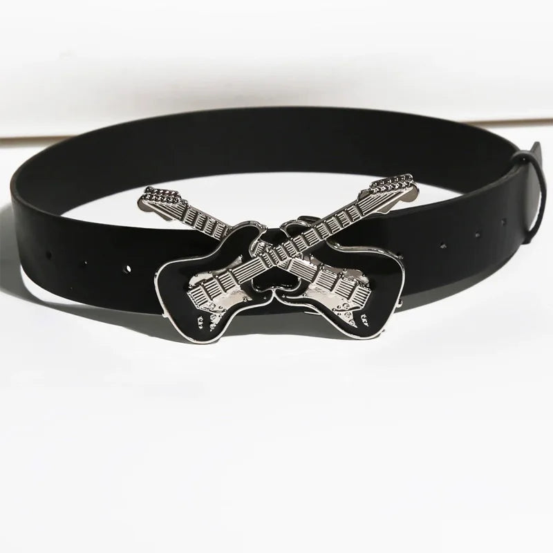 Men's Belt Bohemian Style Gothic guitar Bucket Rock and roll Women's Belt Jeans Belt Female Punk Rock Sexpot Y2K Waistband Male