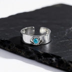 Natural Stone Devils Eyes Ring for Men,Punk Waterproof Stainless Steel Adjustable Cuff Ring,Türkiye Exorcism Jewelry Gift