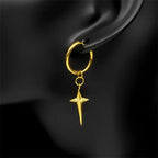Stainless Steel Y2K Star Cross Hoop Earring for Women Gold Color Hip Hop Cool Girl Dangle Earring Jewelry Gift EZZZ795-6