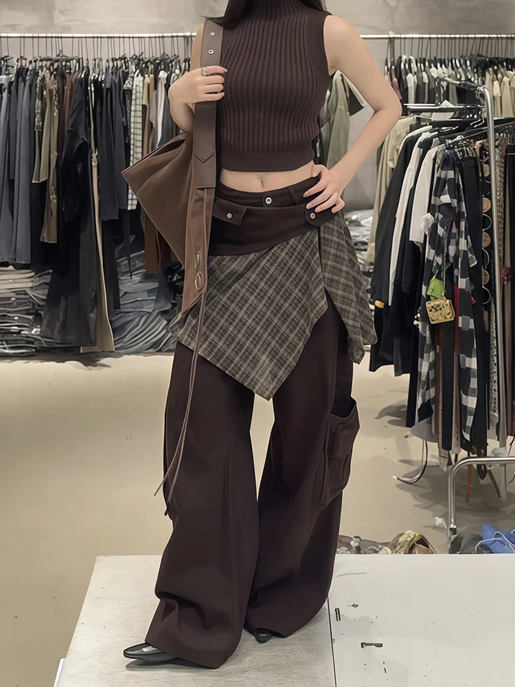 PENDRA Fake Two Piece Plaid Pants