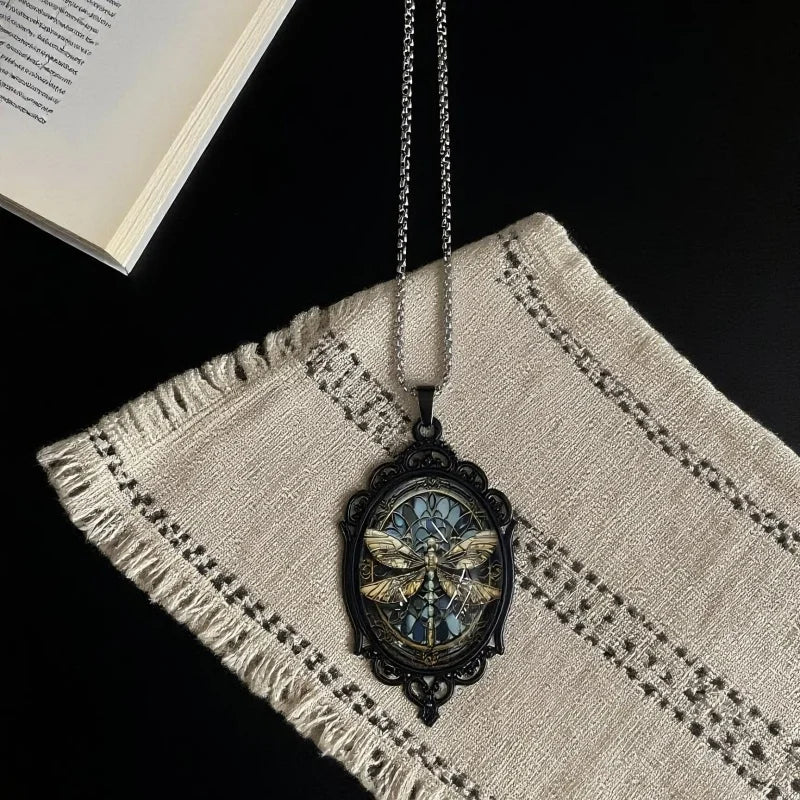 PENDRA Dragonfly Vintage Yellow Dragonfly Pendant