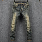 MEN FASHION Korean Style Clothes Brushed Fleece Denim Cargo Vintage Winter Straight Slim Luxury Streetwear 90s Trousers for Men