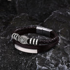 Mprainbow Viking Rune Compass Multi-layer Leather Bracelets for Men, Clasp Wristband Vintage Norse Male Amulet Jewelry
