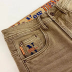 High-end 2026 Luxury Brand Clothes Khaki Jeans Men's Light Luxury Washed Casual Elastic Slim Small Feet Embroidered Long Pants