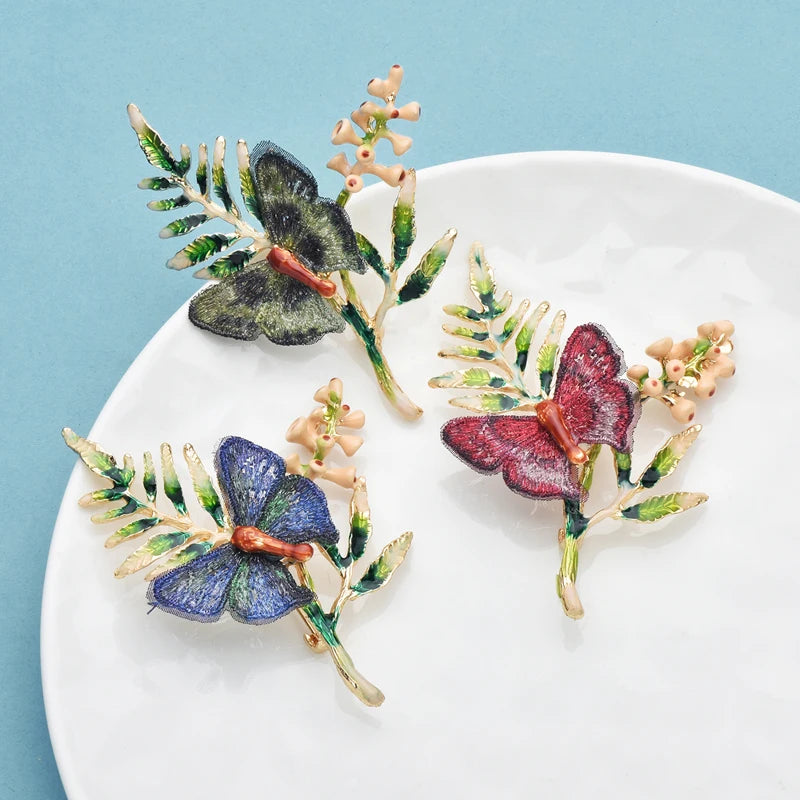 PENDRA Beautiful Butterfly And Flower Brooch