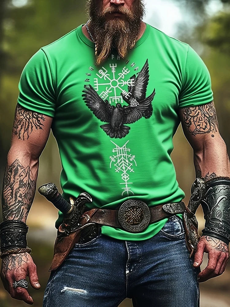 Retro-style Outdoor Street Men's Fashionable T-shirt 3D Printed Fitness T-shirt Daily Casual Men's Sports Short-sleeved Tops