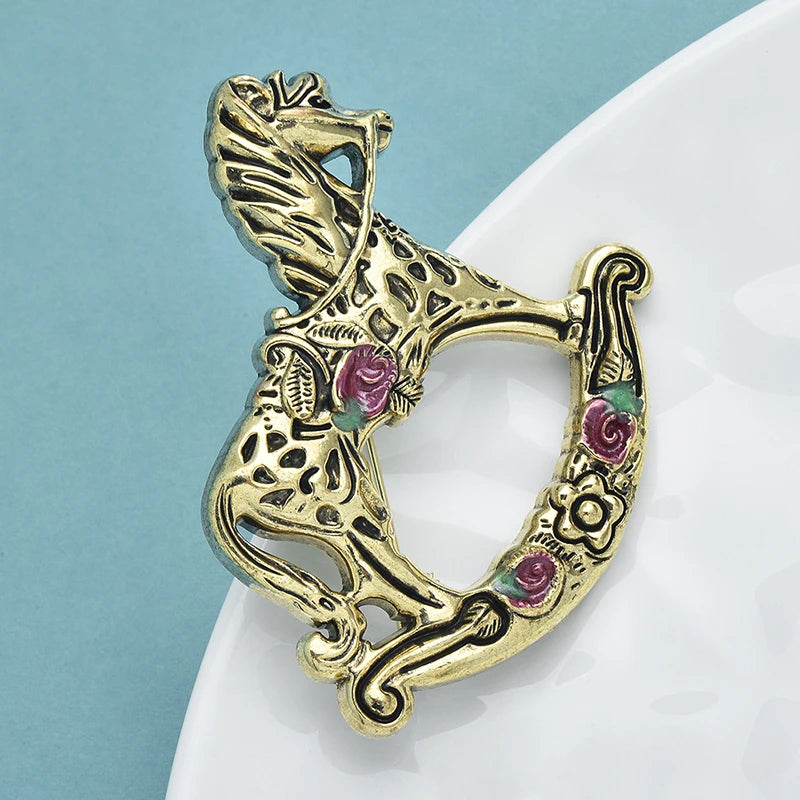 Wuli&baby Vintage Rocking Horse Brooches For Women Unisex Lovely Toy-design Horse Party Casual Brooch Pins Gifts